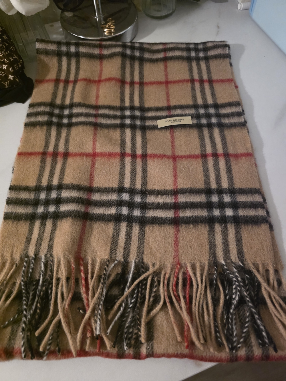 Burberry Classic Beige Check Cashmere Scarf